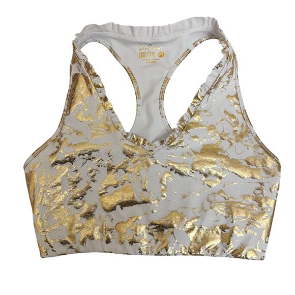 Lilly Pulitzer Luxletic Lindsay Sports Bra UPF 50+ Size Medium Workout Metallic - Picture 4 of 12